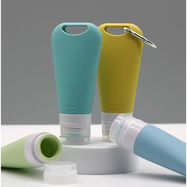 Ensemble de Flacons Distributeurs de Voyage, 90ml, en Silicone Souple, pour Shampoing Gel Douche, Cosmétique, Récipient Durable, 1/3/4 Pièces