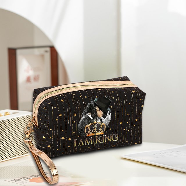 Vintage Michael Jackson Graphic Makeup Bag Fashion Printed Short Travel Portable Cosmetic Storage Bags Cute Girls Birthday Gifts