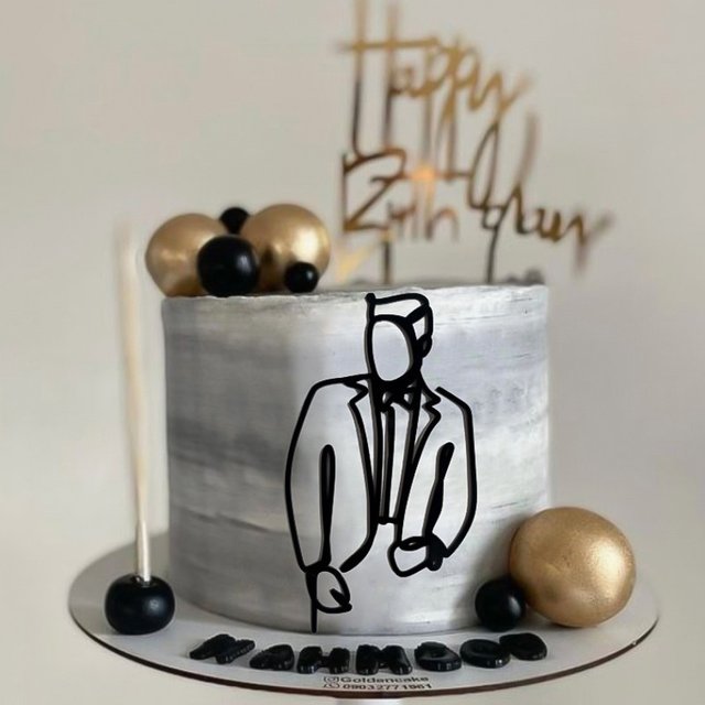 Lignes faciales simples pour hommes, garniture de gâteau d'anniversaire en acrylique pour hommes,