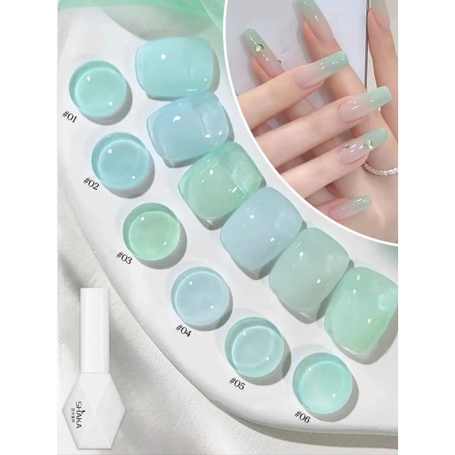 1-6pcs WS Autumn Winter Nails Mint Mambo Blue Green Phototherapy Gel Nail Polish Nail Art Home DIY Nail Design for women Girl