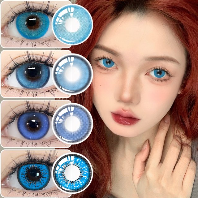 OVOLOOK-Contact Lenses for Halloween 2PCS Colored Contact Lenses Cosplay Blue Lenses Fashion Color Beauty Lenses Pupils Makeup