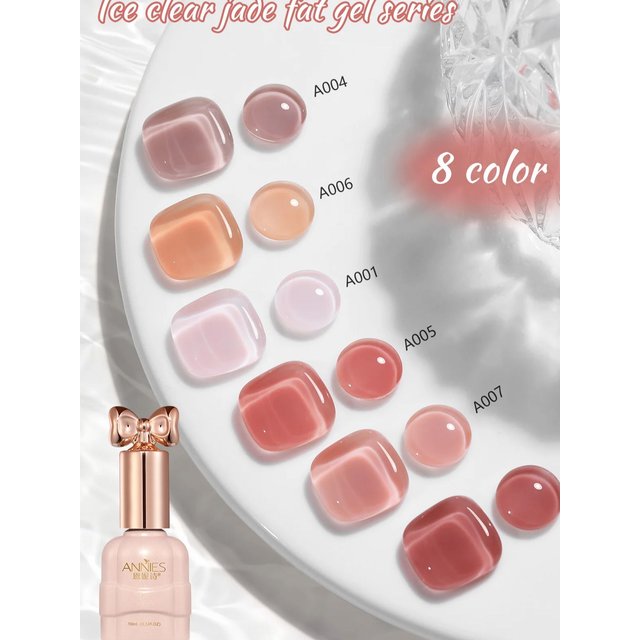 10ml Milky White Jelly Nude Gel Nail Polish Set, 6 Transparent Colors Sheer Pink Orange Soak Off UV Light Cure Gel Polish Kit
