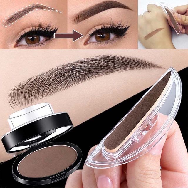 Eyebrow Powder Stamp Natural Arched Quick Makeup Brow Stamps Waterproof Powder Palette for Eyebrows Eye Brow Tint Makeup Tools