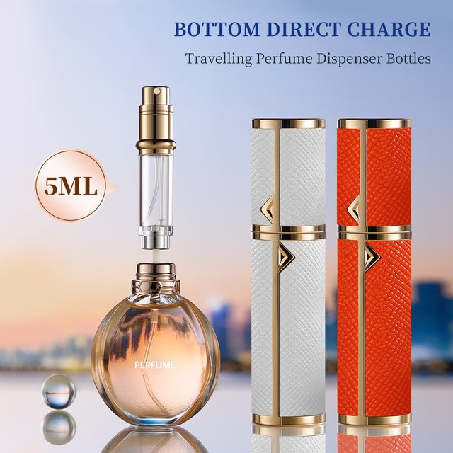 Louischanzl Travel Essentials Parfums Flacon Vide Arabes Originales Cuir PU 5ml Flacon de Parfum Rechargeable Mini Flacons