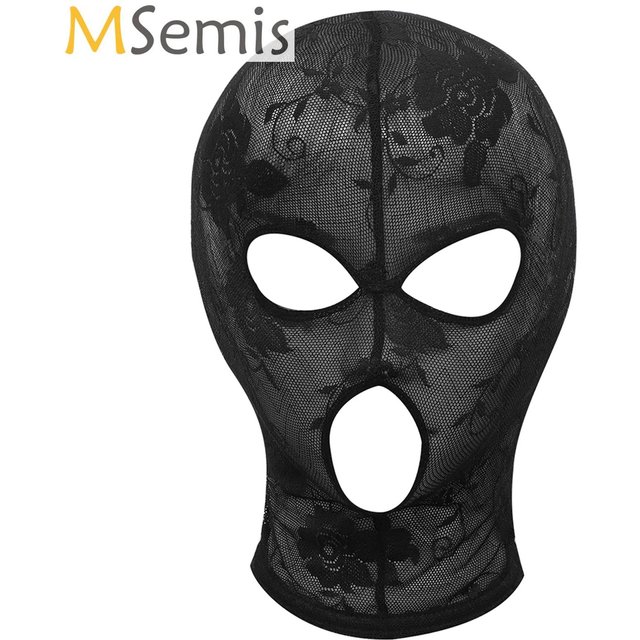 Masque en dentelle noire Sexy unisexe, masque de fête de mascarade pour adultes, capuche complète en