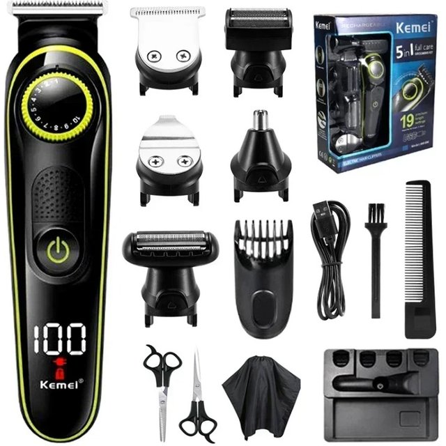 Kemei Hair Clipper KM-696 5 in 1 Electric Hair Clipper Beauty Set Shaver for men Beard Razor Nose Trimmer Hair Cutting Machine