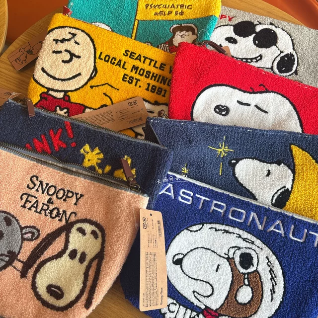 Snoopy Anime Cute Embroidery Pen Bag Large Capacity Stationery Pencil Case Multifunctional Makeup Bag Storage Bag for Girls