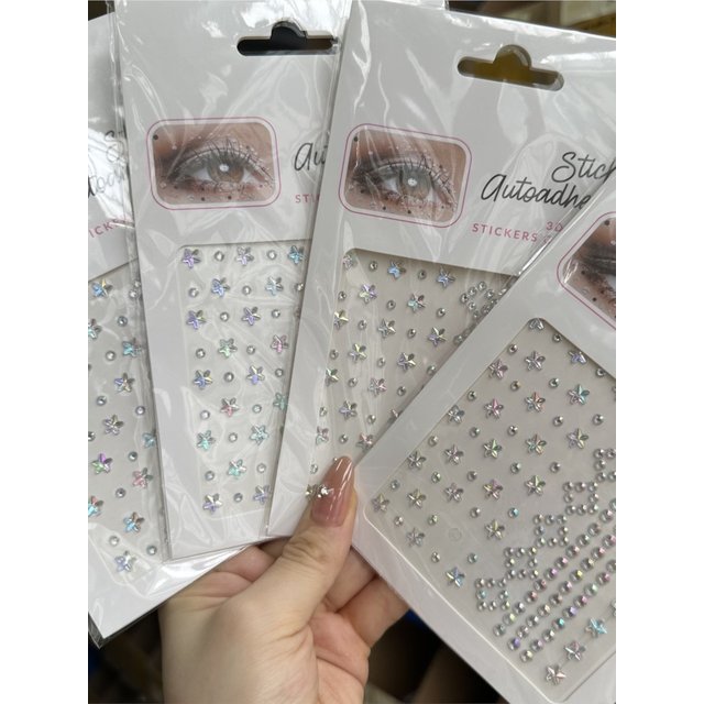 Aurora Star Crystal Eyes Face Tattoo Sticker Glitter Diamond Party Music Eye Art Stickers Nail Face Makeup Bling Jewels Sticker