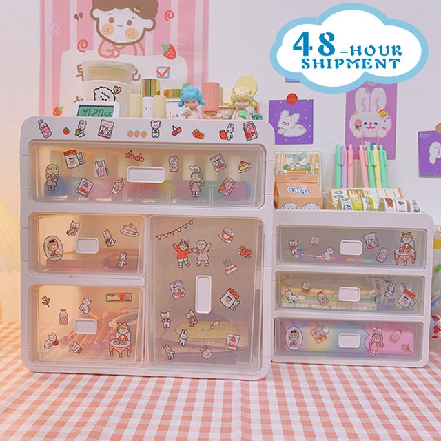 Ins Desktop Storage Box Drawer Shelf Storage Box Container Rack Holder Organizer Cosmetic Stationery Kawaii Desk Rack 2023