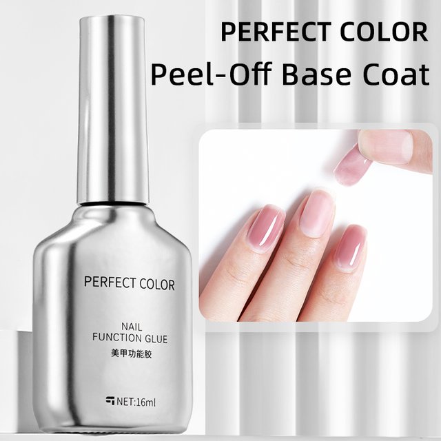 PERFECT COLOR Peel Off Gel Base Coat for Gel Nail Polish 16ml Easy Removal, UV LED Lamp Peel off Nail Polish Without Residue