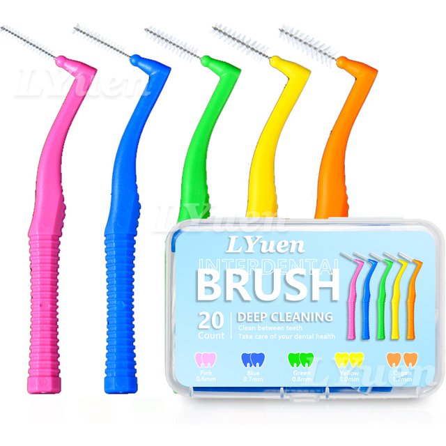 20Pcs/box L Shape Push-Pull Interdental Brush Orthodontic Toothpick Teeth Whitening Tooth Pick ToothBrush Oral Hygiene Care