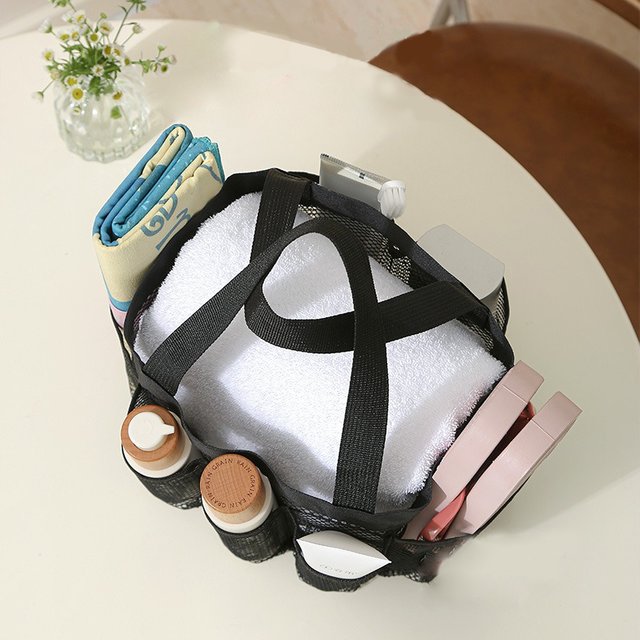 Beach Mesh Storage Bag Beach Toiletry Bag Large Capacity Mesh Bag Shoulder Hand Wash Bag Travel for Bathroom Dorms Beach Camping