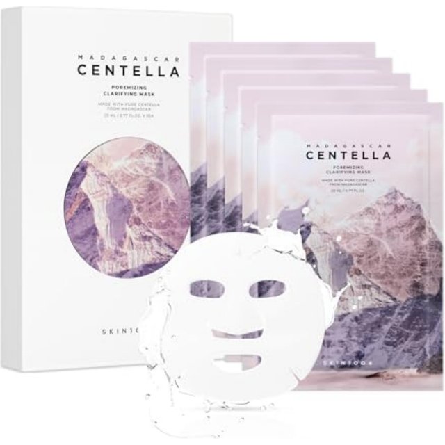 SKIN1004 Centella Poremizing Clarifying Mask 5 Pcs Pore Minimizing Clarifying Face Mask for Oily Acne-Prone Skin, Deep Cleansing