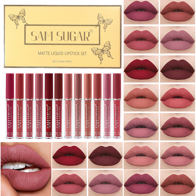 Velvet Matte Lip Kit, Waterproof, Smudge-Proof, Smooth Application, Long-Lasting Makeup Effect