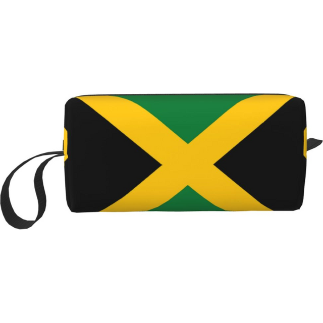 Custom Jamaican Flag Toiletry Bag for women Makeup Cosmetic Organizer Lady Beauty Storage Dopp Kit Case