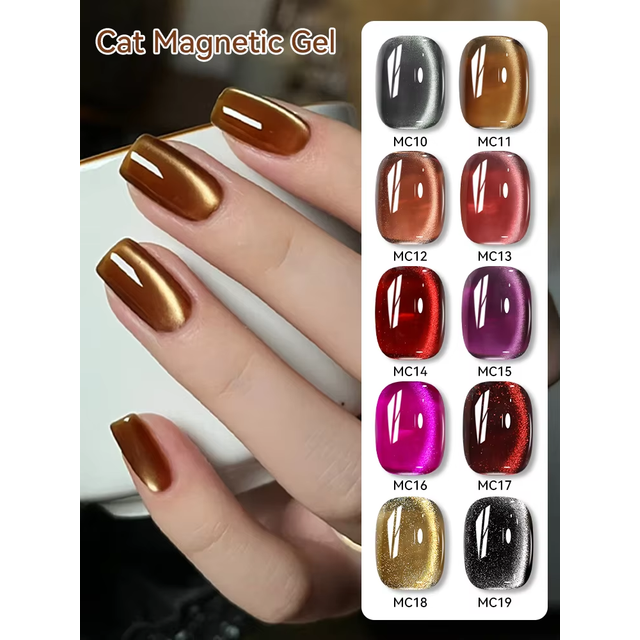LILYCUTE 7ml Pure Polor Black Glass Cat Magnetic Gel Nail Polish Glitter Punk Style Magnetic Gel UV/LED Soak Off Varnish Design