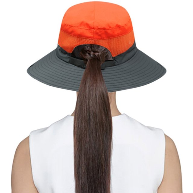 Hot Sale Wide Brim Sun Hat Foldable Brim UV Protection Women's Ponytail Hat Anti-Sun Adjustable Sunscreen and Shading Hat Unisex