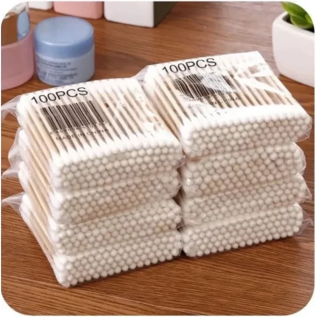 500pcs Double Head Wood Cotton Swab Nose Ears Cleaning Women Makeup Tools Lipstik Cotton Buds Tip Sticks
