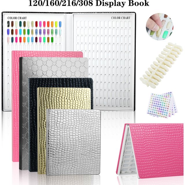 New 308/216/160/120 Professional Model Nail Polish Color Leather Cover Display Bookshelf Color Card Chart Painting Nail Art Tool