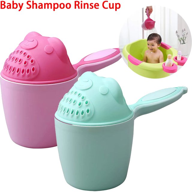 1PC bébé dessin animé ours tasse de bain nouveau-né enfant douche shampooing tasse Bailer bébé enfants douche eau cuillère bain lavage tasses pour 2 couleurs