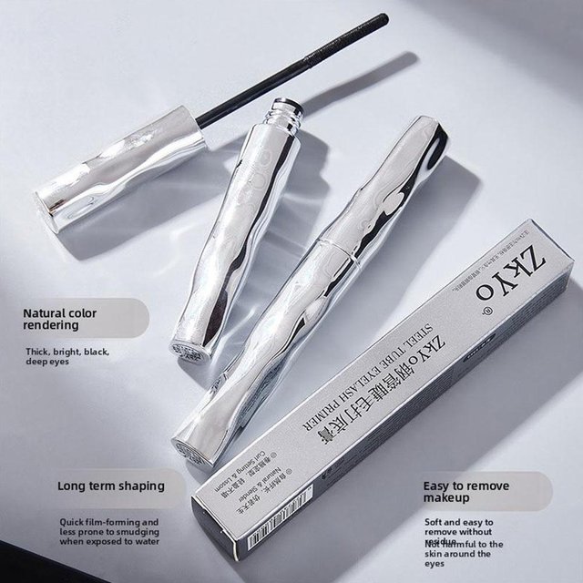 ZkYo Mascara Base en Tube Acier Imperméable, Résistant à la Transpiration, Longue Tenue, Courbant, Allongeant, Volumisant, Anti-Bavures