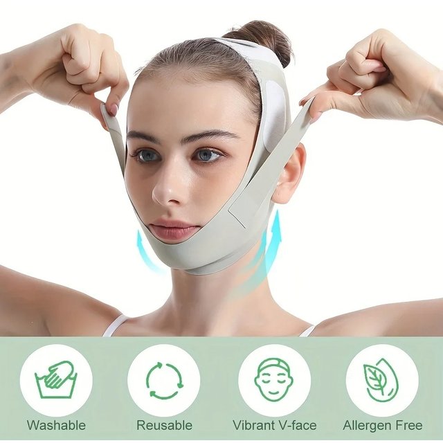 Adjustable V-Shape Face Lift Band Breathable Reusable Facial Slimming Strap Double Chin Reducer for men Women Daily Skin Care