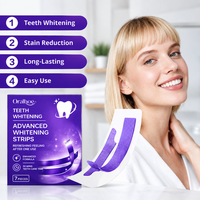 Purple Teeth Whitening Strip Remove Plaque Stains Gentle Formula Brightening Dental Strip Oral Hygiene Care Long Lasting Effects
