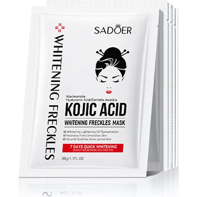 30pcs SADOER Kojic Acid Face Mask Hydrating Brightening Moisturizing Facial Masks Sheet Beauty Skin Care Product