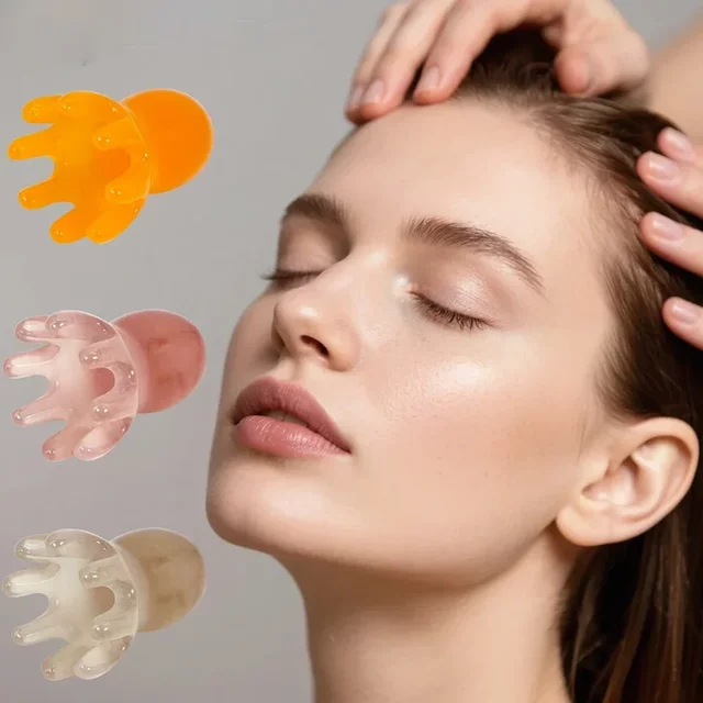 Resin Octopus Scalp Massage Comb Acupressure Meridian Therapy Hair Care Portable Head Massage Relaxation Tool Natural Material
