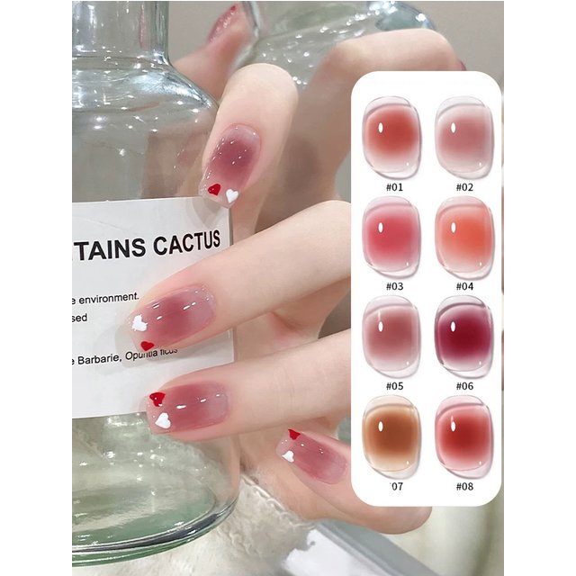MN 2026 New 1-8PCS Fall Nails Popular Pure Desire Blush Jelly Gel Nail Polish Pink Nails Red Nails Ice-Clear Nude Nail Polish