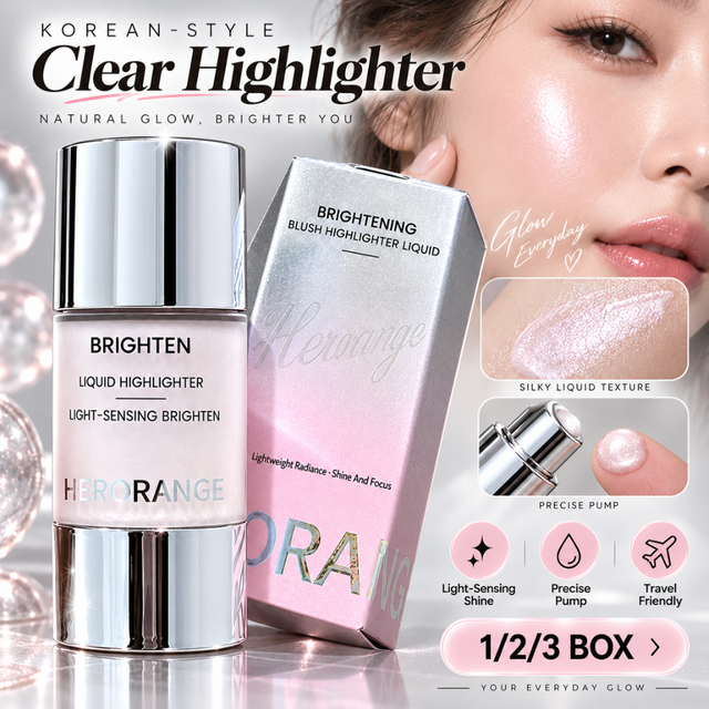 Herorange Liquid Blush Highlighter Dewy Shimmer Cheek Tint Smooth Blend Natural Brightening Korean Face Makeup Cosmetic