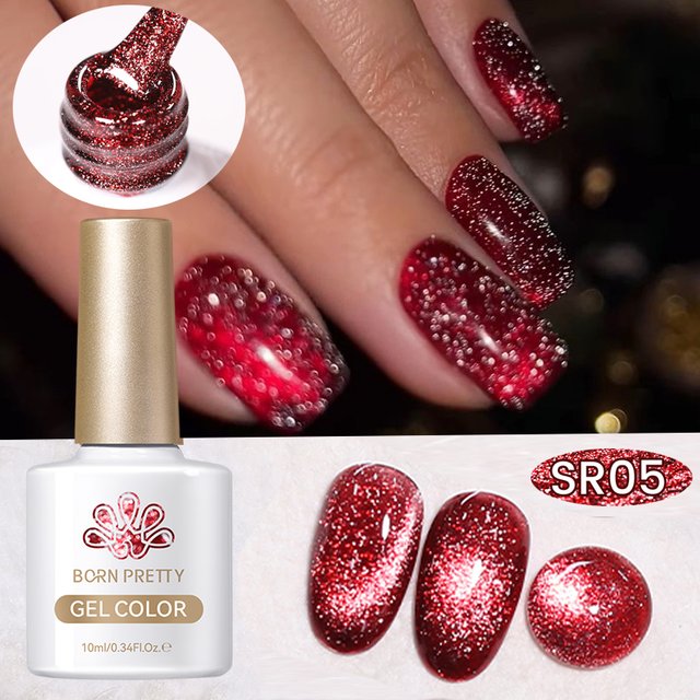 BORN PRETTY 10ml Reflective Dark Red Cat Magnetic Gel Nail Polish Semi Permanent Soak Off UV LED Varnish Gel Nails Supplies