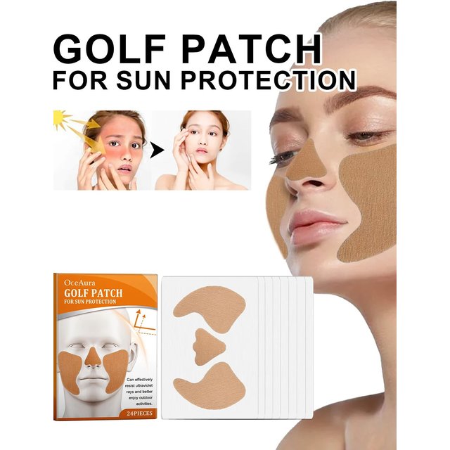 24PCS Sun Patch UV Protection Face Patch Cool Refreshing Golf Patch Face Golf Gel Facial Patches Nose Sun Protection SPF Face