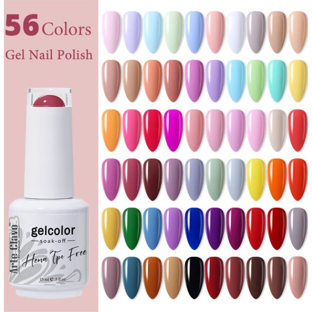 Arte Clavo 15ml Gel Nail Polish 56 Colors Nail Supplies Gel Semi Permanent Nail Art Manicure Soak Off LED UV Gel Nail Varnishes
