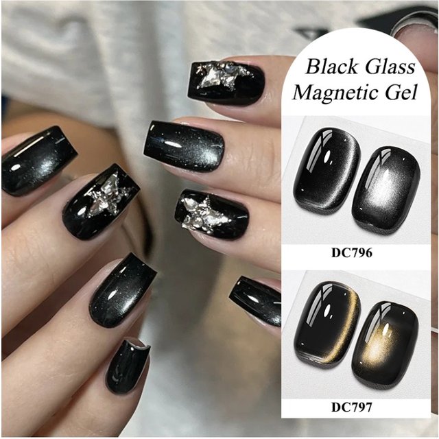 7ml Japanese Style Black Glass Cat Magnetic Gel Nail Polish Punk Style Semi Permanent Gel For All Seasons Liquid Art Varnish