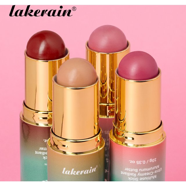 Double-Headed Bronzer Blush Stick Soft Smooth Multiuse Stick for Cheeks Contours Eyes Lips Blush Matte Light Glossy Bronze