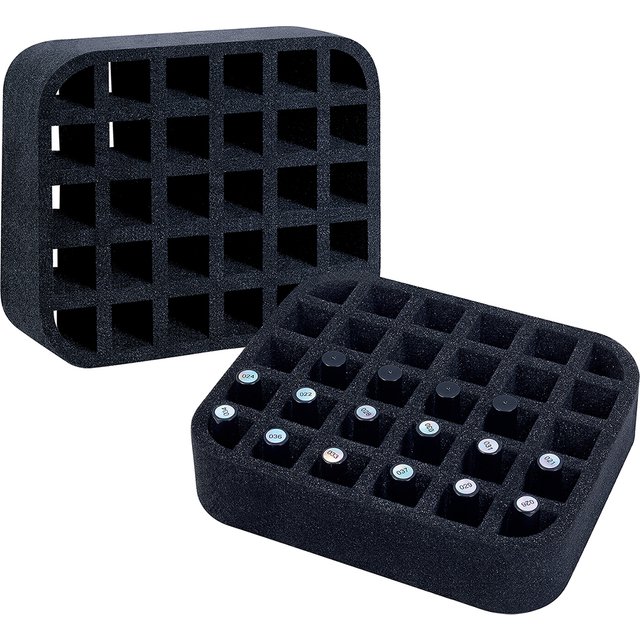 30-slot foam padded removable bottom divider holds 30 bottom 15 ml (0.5 oz) bottles of nail polish or essential oil storage tool