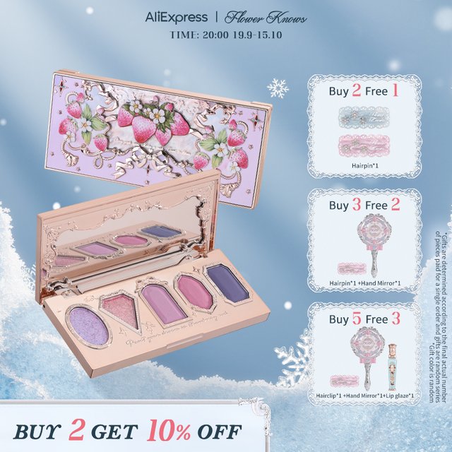 Flower Knows Strawberry Rococo Series Five-Color Eyeshadow Palette