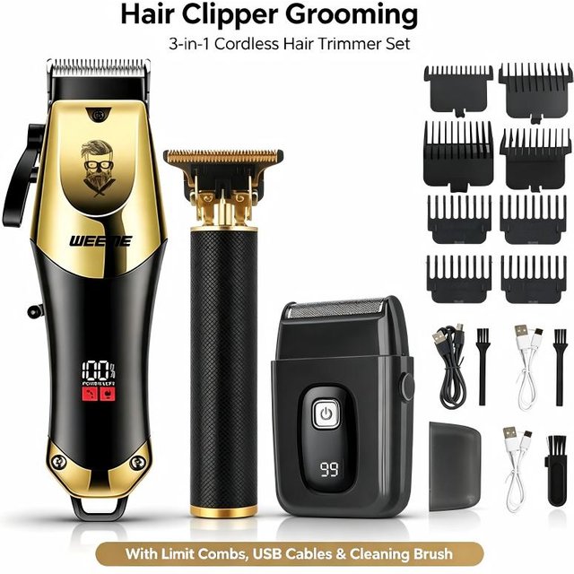 Electric Hair Clipper USB Rechargeable Cordless Hair Trimmer Low Noise Adjustable Cutting Length for men Family Home Haircut