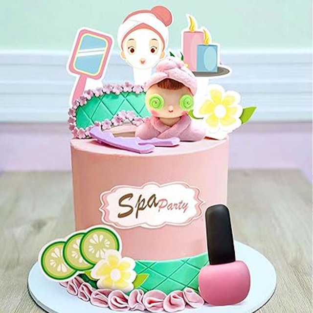 LaVenty Spa Party Cake Topper Spa Party Cake Decoration Eye Mask Cake Topper Spa Party Supplies Nail Polish Cake Topper