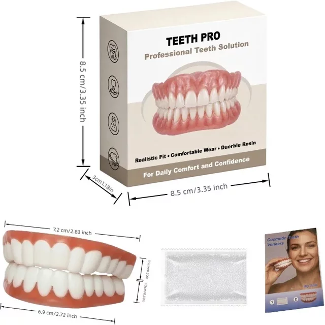 Immediate Dentures Upper & Lower Full Mouth Silicone Dentures Natural Teeth All-Day Comfort Boost Confidence & Oral Care