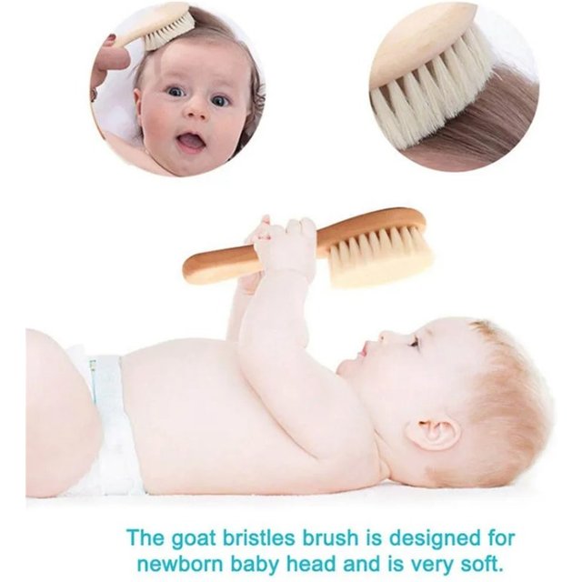 2Pcs/Set Beech Comb, Wool Brush, Flat Comb, Portable Baby Shampoo Brush, Wool Soft Brush, Hair Comb Set