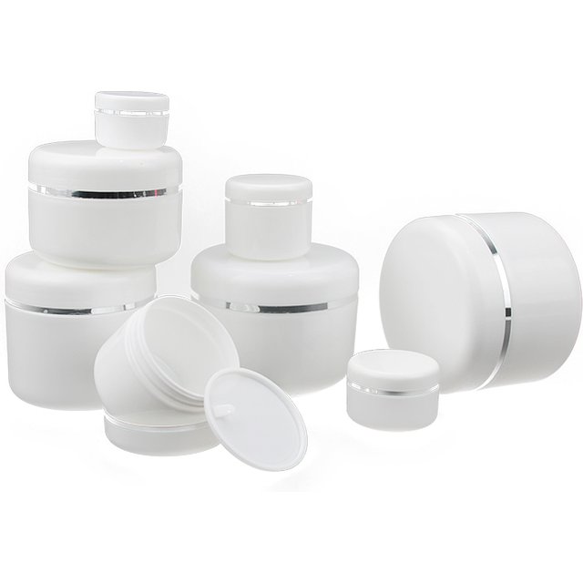 24PCS 10g/20g/30g/50g/100g/150g/200g/250g Plastic Big White Cosmetic Cream Jar Empty Makeup Loose Powder Jar Face Cream Pot