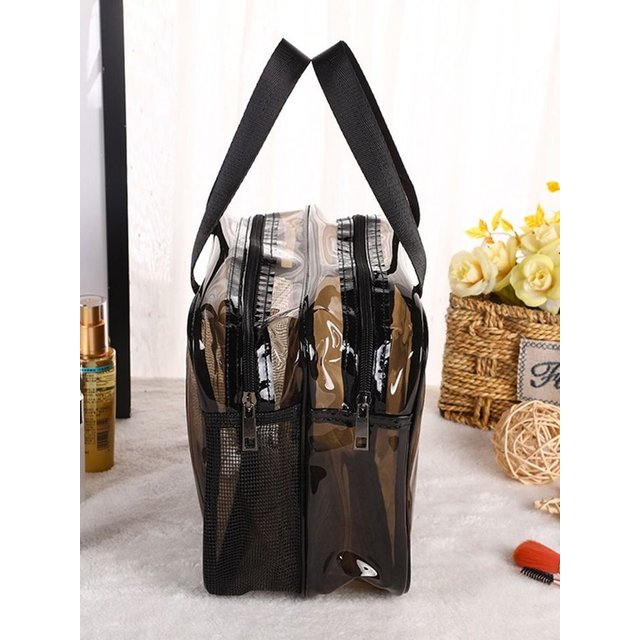 Multifunction Transparent Cosmetic Bag PVC Dry and Wet Separation Makeup Bag Waterproof Large Capacity Travel Toiletry Bag