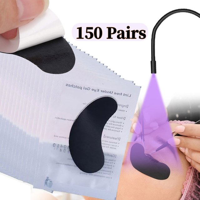 150 Pairs Isolate UV Black Eye Patch For Eyelash Extension Eye Gel Pads Hydrogel Padding UV Protection Stickers Makeup Tools