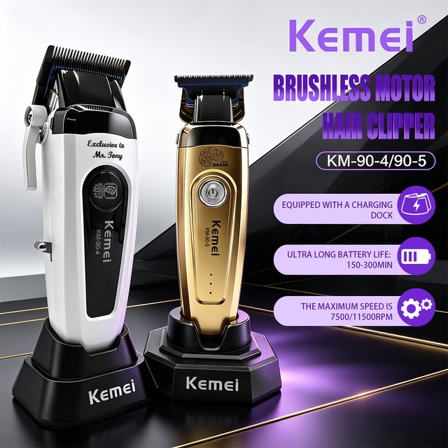 Kemei Professional Hair Clippers 11500 RPM Hair Cut Machine Brushless Motor DLC Blade Mini Hair Clipper for men KM-90-4 KM-90-5