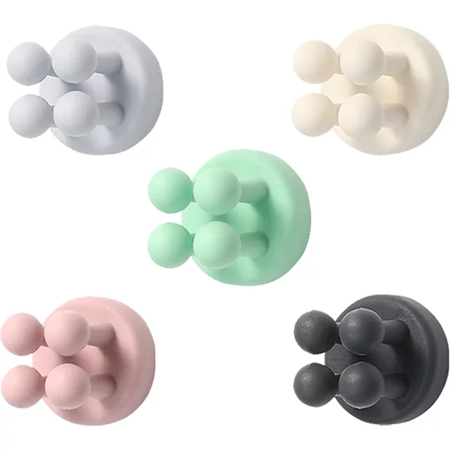 Silicone Toothbrush Holder Waterproof Self Adhesive Wall Mounted Hook for Key Plug Cable Organizer Bathroom Accessories