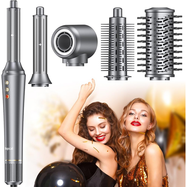 Bopcal 5 In 1 Hair Dryer Hot Air Comb Electric Hair Curling Iron 1200W High Speed Blower Multifunctional Styling Tools Hairdryer