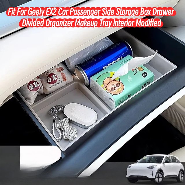Fit For Geely EX2 Car Passenger Side Storage Box Drawer Divided Organizer Makeup Tray Interior Modified