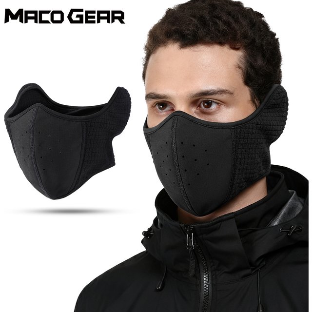 Windproof Motorcycle Balaclava Warm Half Face Mask Cycling Riding Ski Reusable Bandana Scarf Ear Protection Cold Weather Gear